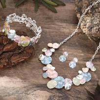 Luxury hot-selling color painting oil geometric oval stud earrings necklace bracelet set, women's high-end banquet set gray