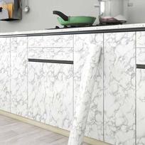 Sustorinta Vandeniui atspari Aliejui atspari Lipni Marmuro Vinilo Plėvelė Virtuvės Spintelės Durų Dekoratyvinis Dangtis Baldų Renovavimo Lipdukas 40cm*3m white