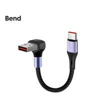 15CM 30CM Short Elbow USB C Cable 66W USB A To Type C Fast Charging Cable for iphone 15 16 Huawei Samsung Xiaomi Power Bank Cord