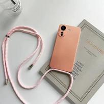 A35 5G Case Crossbody Lanyard Necklace Cord Liquid Silicone Phone Case For Samsung Galaxy A355G Strap Shockproof Soft Back Cover For Galaxy A35 5G&Case & Strap brown