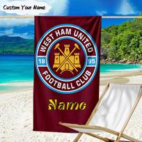 1PC Custom Name Beach Towel West-Ham Crest Beach Towel, Suitable for Camping, Travel, Beach Accessories, Super Absorbent, Family Gift 70cmx140cm(27x55inch)