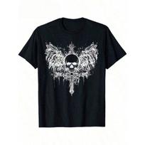Best Selling Fashion Summer New Cotton Graphic Tees Emo Y2K Skull Cross Dark Grunge Aesthetic Goth Gothic Black T-Shirt TOP XXXXXL juoda