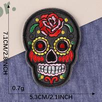 Personalized Skull Embroidered Cloth Patch with Adhesive Backing for Clothing Repair Purple Model C4R-C-3-2 black