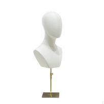Manekeno galva su pečiais, padengta tekstile, laisvai stovintis plaukų priedų stovas Linen C Gold Square