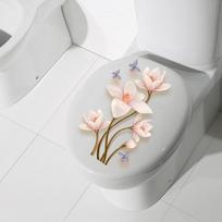 Flower Toilet Stickers Bathroom Seat Cover Sticker Self-adhesive Removable Waterproof PVC Sticker Refrigerator Posters 1pc white
