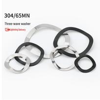 Three-Crest Wave Washer: 65MN Manganese Steel/304 Stainless Steel Elastic Bearing Washer 4*8*0.3 Black 3-Crest 10pcs