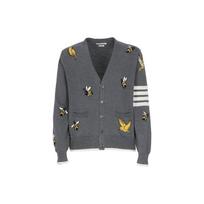 THOM BROWNE 4 Bar Striped Buttoned Cardigan MKC451-AY1002-035 5 black