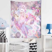 Japanese Animation Tapestry Mandala Carpet Cartoon Tarot Girl Kimono Wall Carpet Kawai Decoration Wall Hanging 150x130CM
