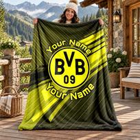 BVB Individualus Pavadinimas Flanelinis Antklodė Asmeninė Minkšta Šilta Pliušinė Antklodė Pritaikyta Dovana Šeimai Draugams 80cmx120cm black