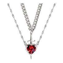 New Hot-selling Red Crystal Heart-shaped Dagger Pendant Necklace One Size white