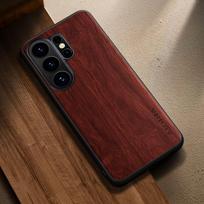 Skirta Samsung Galaxy S26 S25 S24 S23 S22 S21 Ultra Plus Fe Edge dėklas Stilingas Premium medžio rašto PU odos telefono dėklas s25 ruda
