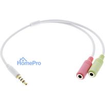InLine Audio Adapter Cable for Headphones 3.5 mm male 4 pin / 2x 3.5 mm, white, 0.15 m