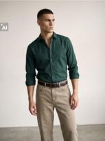 Sinsay - Slim fit marškiniai - melsvai žalia