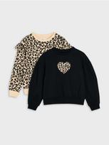 Sinsay - 2 vnt. pakuotė džemperių apvalia apykakle su leopardo raštu ir širdimi su medvilne - multicolor