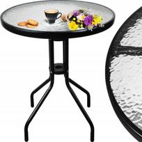 Juodas apvalus bistro staliukas sodui, balkonui, 60cm