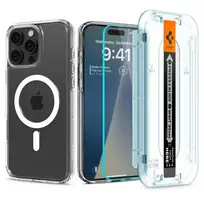 Spigen Ultra Hybrid MagSafe, white + Glass tR EZ Fit Pack - iPhone 16 Pro Max