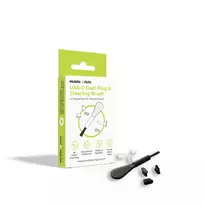 MOBILE ORIGIN USB-C Dust Plug  AND  Cleaning Brush CL1 Black/Clear for iPhone/Android