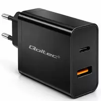 Qoltec Super Quick PD charger | 1xUSB-C | 1xUSB| 90W | 5-20V | 2.4-4.35A | Laptop | Smartfon | Black