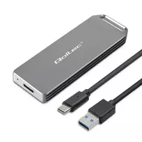 Qoltec Mini Aluminium Enclosure | M.2 SSD drive | NVMe | PCIe| USB 3.1 | Super speed 10Gb/s | 2TB | Silver
