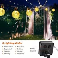 Qxmcov lauko saulės energija varomos girliandos, 11 m, 50 Led saulės energija varomos girliandos, atsparios oro sąlygoms, 8 režimai, krištoliniai rutuliai, lauko saulės girliandos sodui, balkonų dekoravimui, terasoms, vestuvėms, vakarėliams