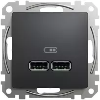 Schneider Electric Usb A+a 2,1a įkrovimo lizdas, juodas antracitas, Sedna Design