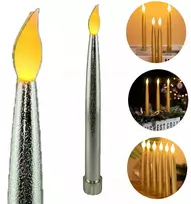 Led stalo žvakė sidabrinė žvakė ant baterijų aukšta ilga 19cm