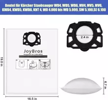 Joybros dulkių siurblio maišeliai, skirti Kärcher wd4 wd5 wd6 p wd5p wd6p premium 2.863-006.0 Kfi 487 Mv4 Mv5 Mv6 dulkių siurbliams, maišeliai, flisiniai maišeliai (10 vnt.)