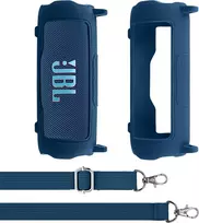 Kompiuterio kolonėlės Aenllosi silikoninis dėklas, skirtas Jbl Flip 7 nešiojamam bluetooth garsiakalbiui, nešiojimo krepšys su dirželiu per petį, tik dėklas, be garsiakalbio (mėlynas)
