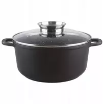 Karl Hausmann Granitinis puodas Galla su dangčiu, apvalus, 2,3 l, su rankenomis, juodas