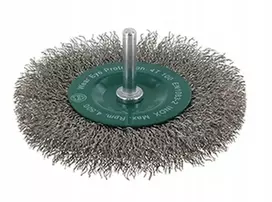 Profesionalus diskinis šepetys 100x12mm Abraboro gofruota viela kotelis inox