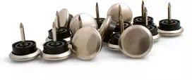 16 baldų slydiklių su metaliniu paviršiumi, 20 mm, su vinimi