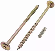(10 vnt. pakuotė) Cinkuoto plieno 10,0 x 180 mm geltoni medvaržčiai Torx galvutė plokščia galvutė medvaržčiai dalinis sriegis (10, 10,0 x 180 mm)