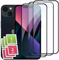 3x grūdintas stiklas visam ekranui, skirtas iphone 13/13 pro, pilnas 5d