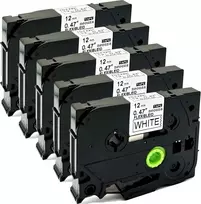 Neouza 5pk aukštos kokybės suderinama brother p-touch laminuota Tze Tz etikečių juosta 12mmx8m (tze-fx231 lanksti Id kabelio viela juoda ant baltos)