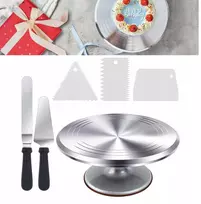 Metalinis profesionalus sukamasis tortų dekoravimo padėklas 30cm rinkinys