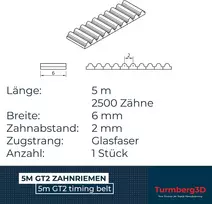 Gt2 paskirstymo diržas 5m x 6mm su stiklo pluošto armuote