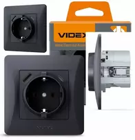 Elektros lizdas su Usb A+c įkrovikliu Videx, juodas