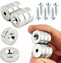 Neodimio magnetai su skylute 15x5 mm, 6 vnt. + sraigtai