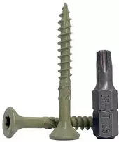 (200 vnt. pakuotė) Žali antikoroziniai 4.5 x 40 mm medsraigčiai su torx galvute, 17 tipo įleidžiama išorinė varžtas (200, 4.5 x 40 mm)