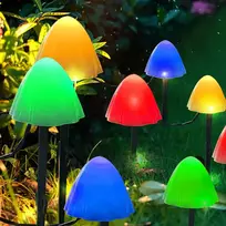Vge saulės sodo šviestuvai lauke 12 Led mini saulės grybų šviestuvas lauke atsparus vandeniui mielas grybo formos kraštovaizdžio apšvietimas kiemui terasai sodo dekoravimui (daugiaspalvis)