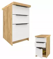 Krak Meble Virtuvės spintelė su stalčiais pastatoma Kira ąžuolo craft baltos spalvos 40cm tylus uždarymas