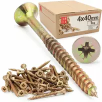 Medvaržčiai 40 mm grūdinti geltoni cinkuoti 4x40 universalūs 1kg