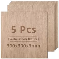 5 vnt. 3 mm riešutmedžio faneros plokštės 300x300 mm