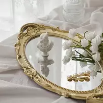 Vintage elegantiškas veidrodinis padėklas kosmetikos, kvepalų buteliukams, papuošalams