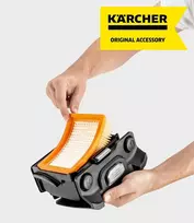 Kärcher plokščias klostuotas filtras Kärcher universaliems dulkių siurbliams Wd 4–wd 6 (greitai ir lengvai pakeičiamas, be kontakto su nešvarumais, leidžia siurbti drėgnus ir sausus paviršius nekeičiant filtro)