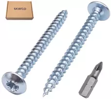 Skir'co (900 vnt.) Cinkuoto plieno 3.5 x 40 mm sidabriniai medvaržčiai, metaliniai varžtai su plokščia galvute, Pozi sriegikliai