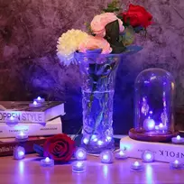 Hl flameless led žvakės, arbatinės žvakutės, mini povandeninis šviestuvas, 100 valandų led tvenkinio apšvietimas, dekoratyviniai šviestuvai tvenkiniui, baseinui, akvariumui, vazai, voniai, spa, vakarėliui, festivaliui (12 vnt., mėlyna)