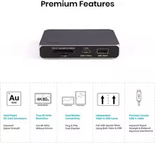 Caldigit Usb-c Gen 2 Soho dokas su 10gbps – iki 4k 60 hz, hdmi 2.0b, displayport 1.4, 10gbit usb a ir usb c, uhs-ii micro sd ir sd kortelių skaitytuvas, perėjimo įkrovimas, 100 w maitinimo šaltinis