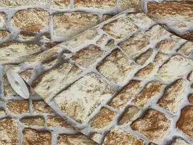Baldų lipdukas dekoratyvinė lipni plėvelė plytų raštas pilkai rudas