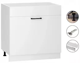 Stolkar pastatoma virtuvės spintelė plautuvei su stalčiumi 80x82x52 balta alaska/bi